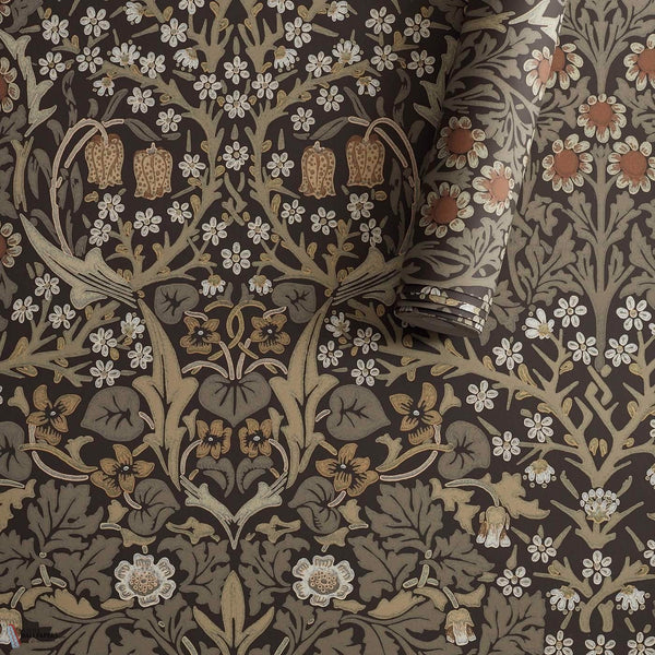 Blackthorn wallpaper in Charcoal by Morris & Co