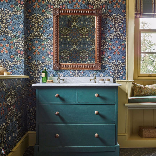 Blackthorn wallpaper in Indigo by Morris & Co