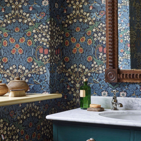 Blackthorn wallpaper in Indigo by Morris & Co