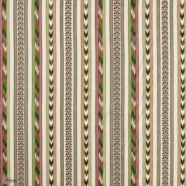 Bloomsbury Stripe stof in Forest/Madder van Morris & Co
