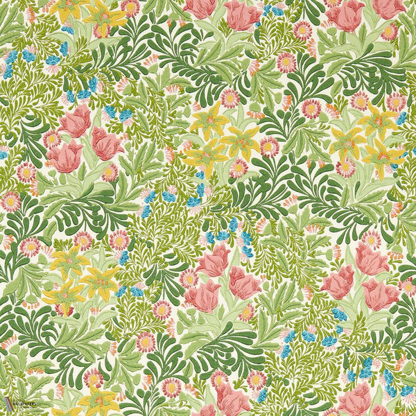Bower behang in Bough's Green/Rose van Morris & Co