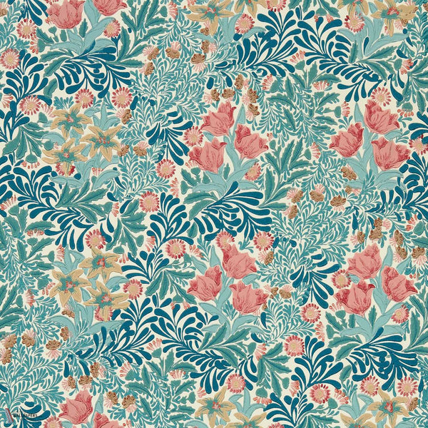 Bower behang in Indigo/Barded Berry van Morris & Co