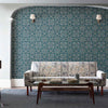 Brophy Trellis wallpaper in Deap Teal by Morris & Co
