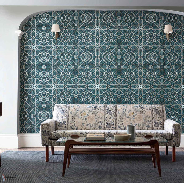 Brophy Trellis wallpaper in Deap Teal by Morris & Co