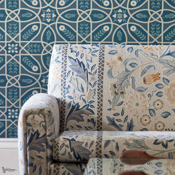 Brophy Trellis wallpaper in Deap Teal by Morris & Co