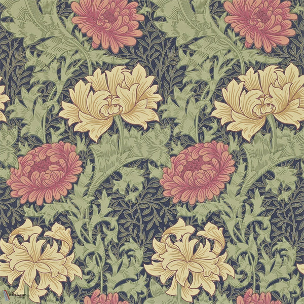 Chrysanthemum wallpaper in Indigo by Morris & Co