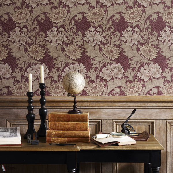 Chrysanthemum wallpaper in Pale Olive by Morris & Co