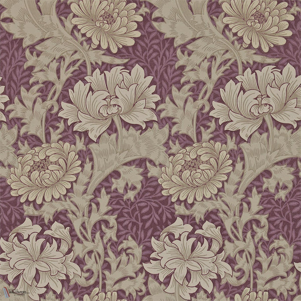 Chrysanthemum wallpaper in Wine by Morris & Co