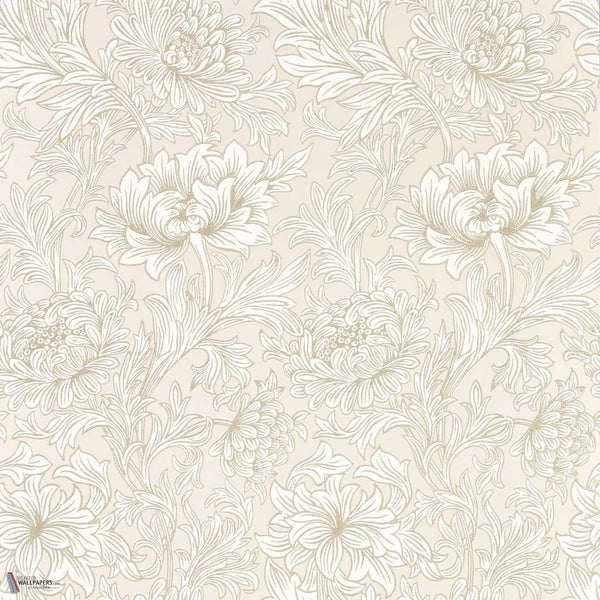 Chrysanthemum Toile behang in Cochineal Pink van Morris & Co