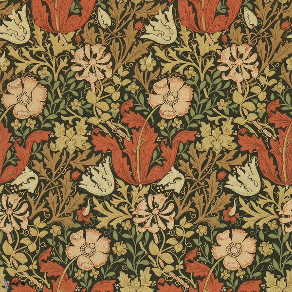 Compton papel pintado en Brown/Orange de Morris & Co