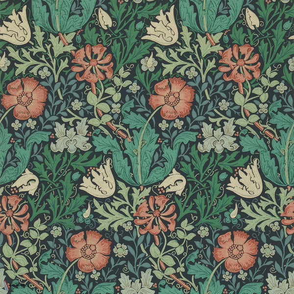 Compton papel pintado en Indigo/Russet de Morris & Co
