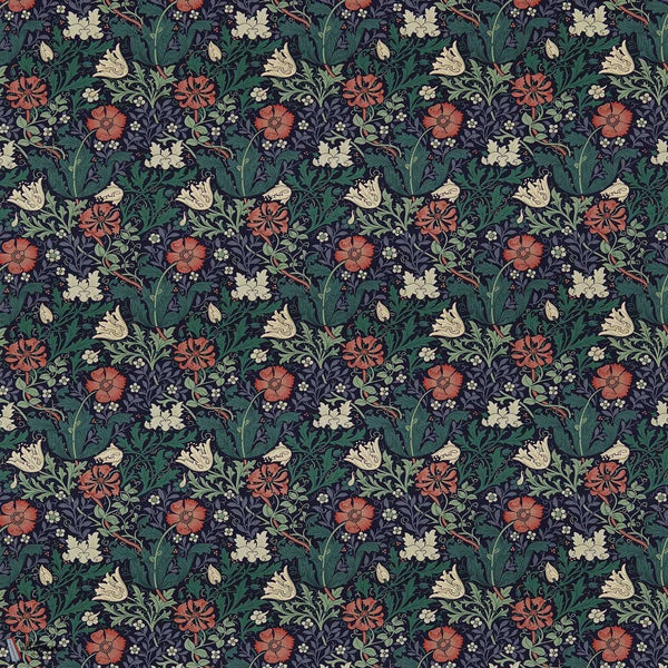 Compton fabric in Indigo/Green by Morris & Co