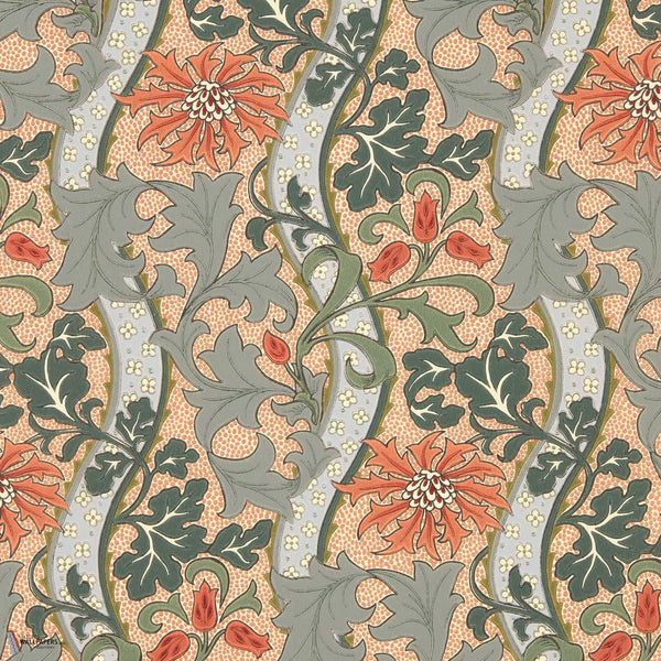 Cornflower wallpaper in Russet/Teal by Morris & Co