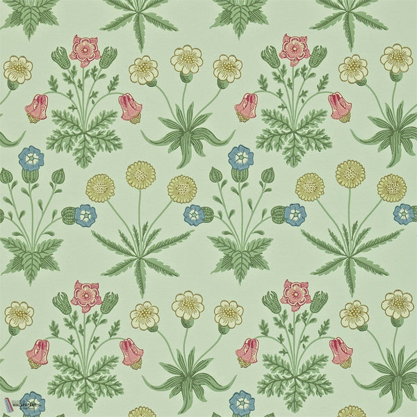Daisy wallpaper in Green/Rose by Morris & Co