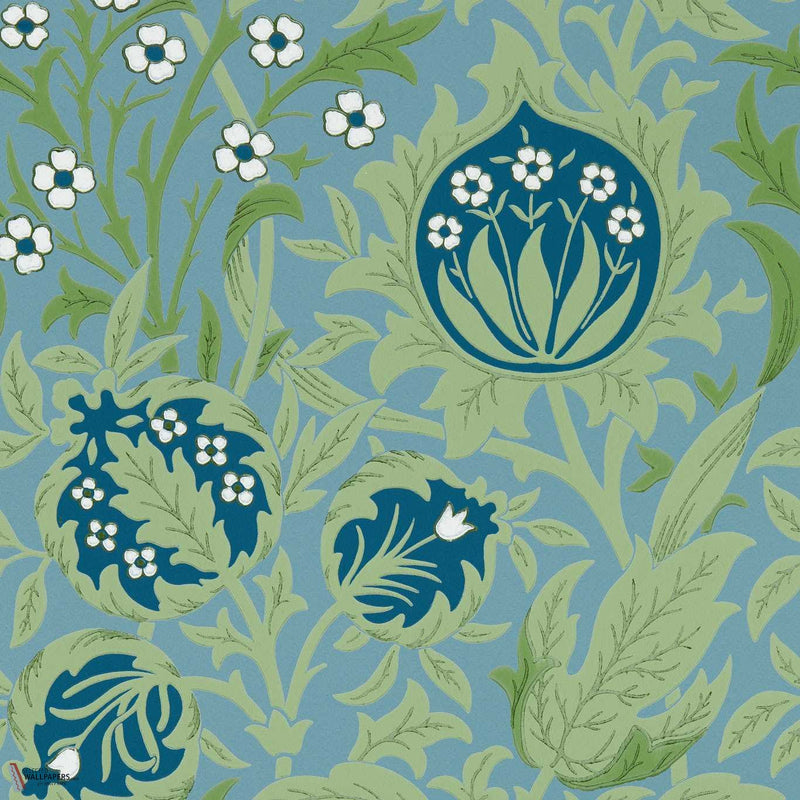 Elmcote behang in Dearle Blue van Morris & Co