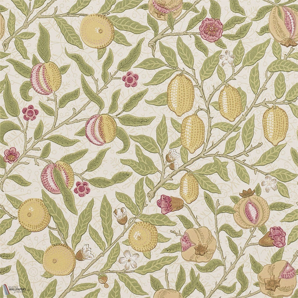 Fruit behang in Limestone/Artichoke van Morris & Co