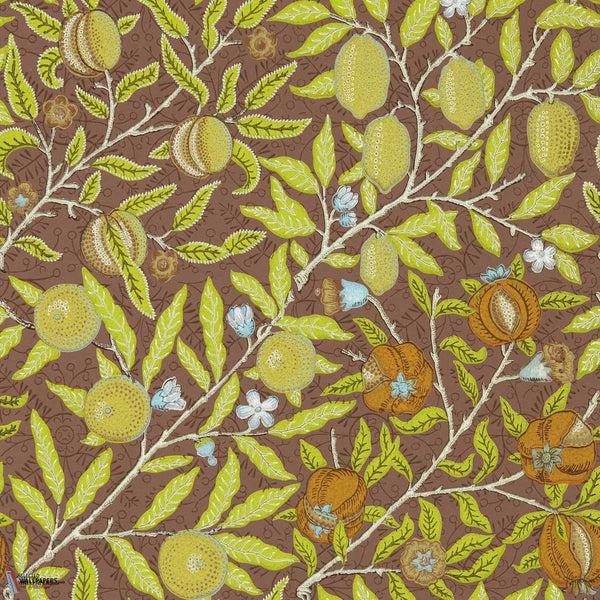 Fruit papel pintado en Chocolate de Morris & Co