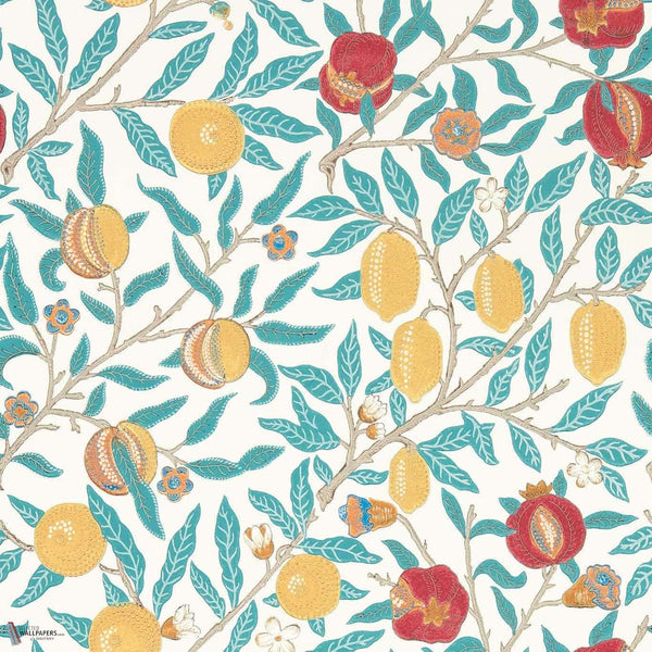 Fruit papel pintado en Green Indigo / Madder de Morris & Co