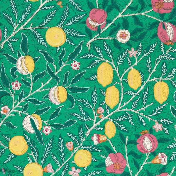 Fruit papel pintado en Tangled Green de Morris & Co