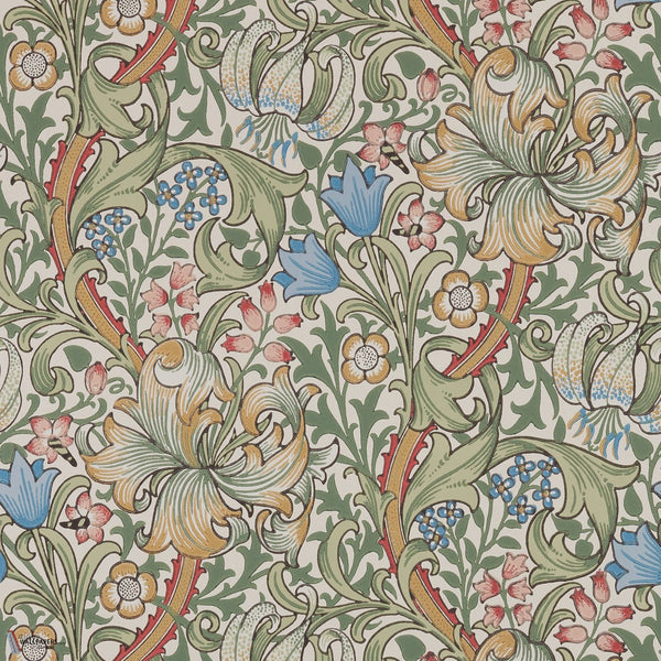 Golden Lily papel pintado en Artichoke de Morris & Co