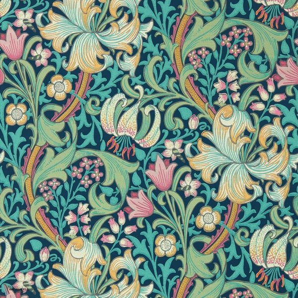 Golden Lily papel pintado en Galactic Ink de Morris & Co