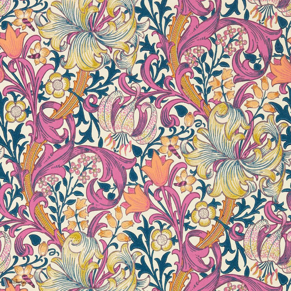 Golden Lily papel pintado en Pink Fizz de Morris & Co