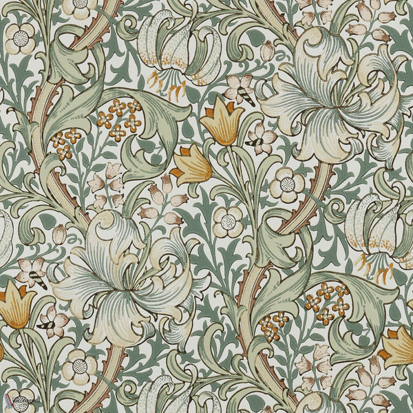 Golden Lily papel pintado en Sage de Morris & Co