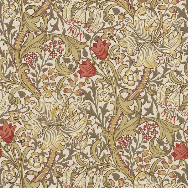 Golden Lily papier peint en Biscuit/Brick de Morris & Co