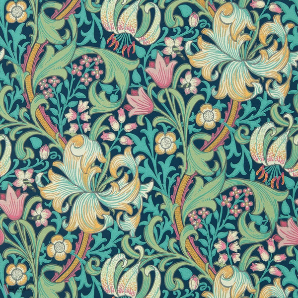Golden Lily papier peint en Galactic Ink de Morris & Co
