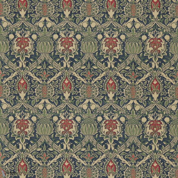 Granada tessuto in Indigo/Red di Morris & Co