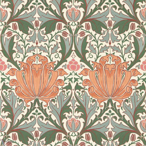 Helena behang in Peach/Teal van Morris & Co