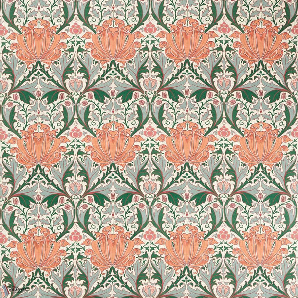 Helena tessuto in Peach/Teal di Morris & Co