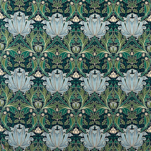 Helena Velvet tessuto in Indigo/Boughs di Morris & Co