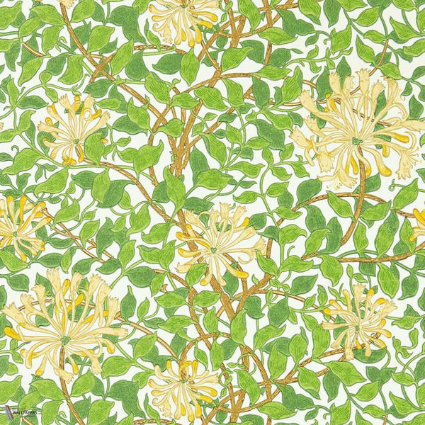 Honeysuckle behang in Cream/Chocolate van Morris & Co