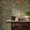 Honeysuckle behang in Green/Coral/Pink van Morris & Co