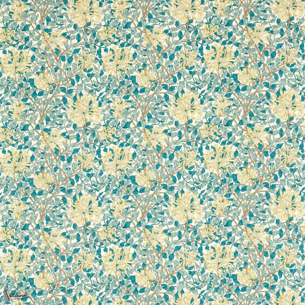 Honeysuckle Stoff in Teal/Soft Lemon von Morris & Co