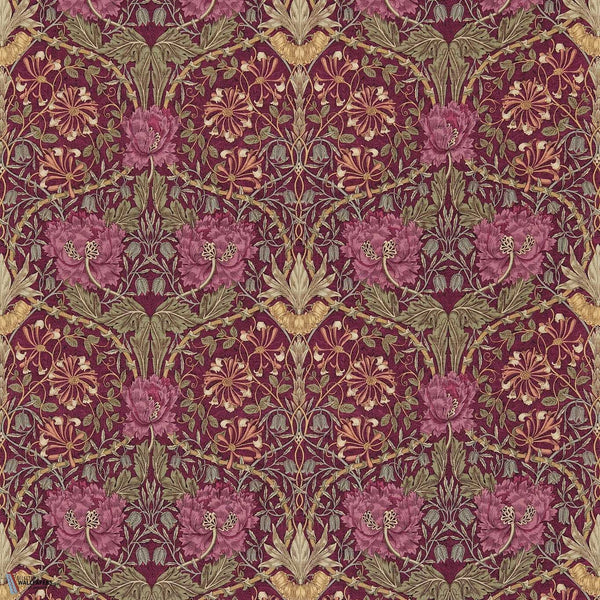 Honeysuckle & Tulip tejido en Wine/Bay Leaf de Morris & Co