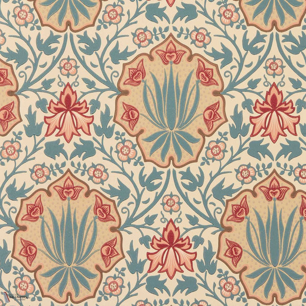 Iris & Rose Tapete in Indigo/Crimson von Morris & Co