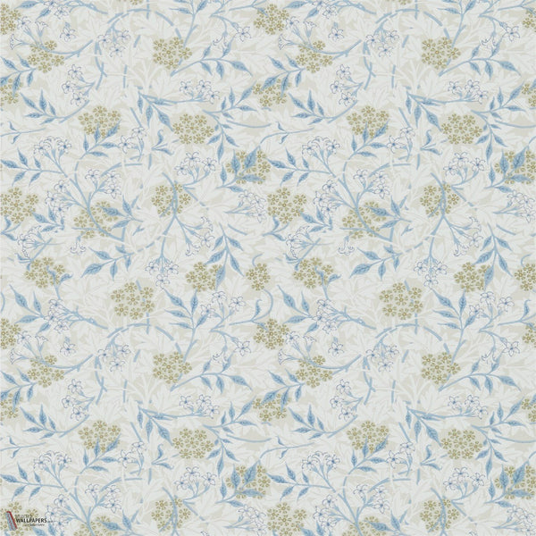 Jasmine behang in Ecru/Woad van Morris & Co