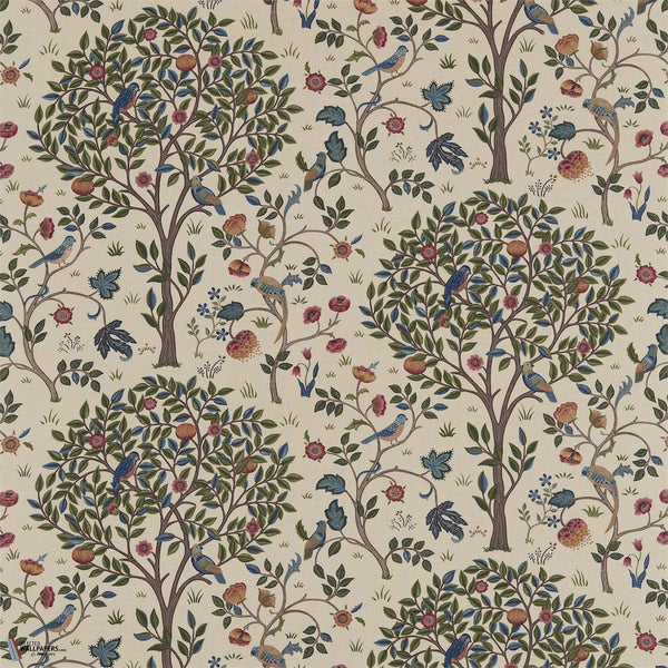 Kelmscott Tree tessuto in Woad/Wine di Morris & Co