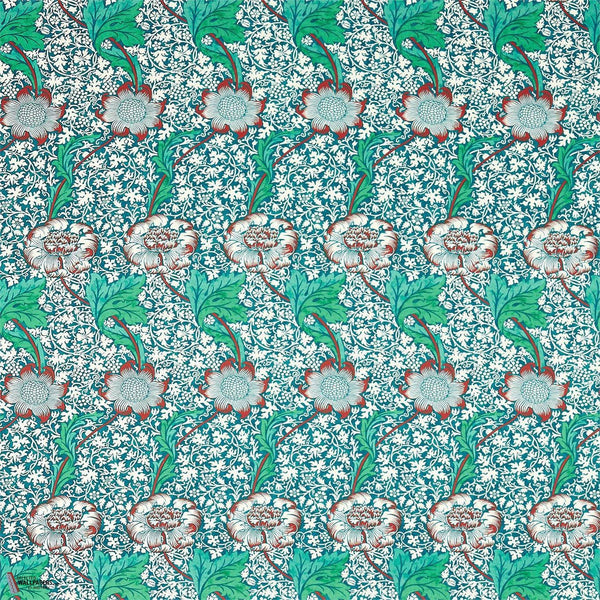 Kennet tessuto in Aqua/Pink di Morris & Co