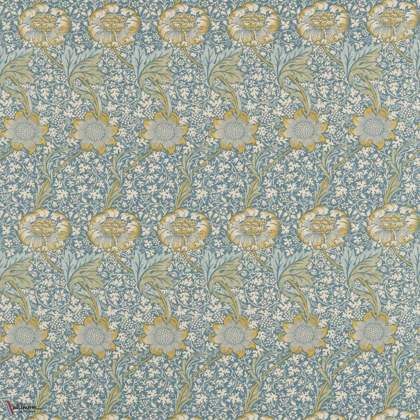 Kennet tessuto in Sea Blue/Lichen di Morris & Co