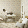 Larkspur behang in Olive/Lilac van Morris & Co