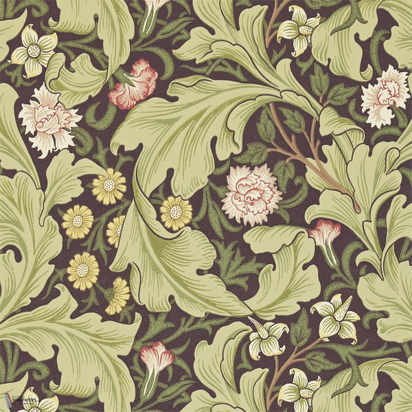 Leicester behang in Chocolade/Olive van Morris & Co
