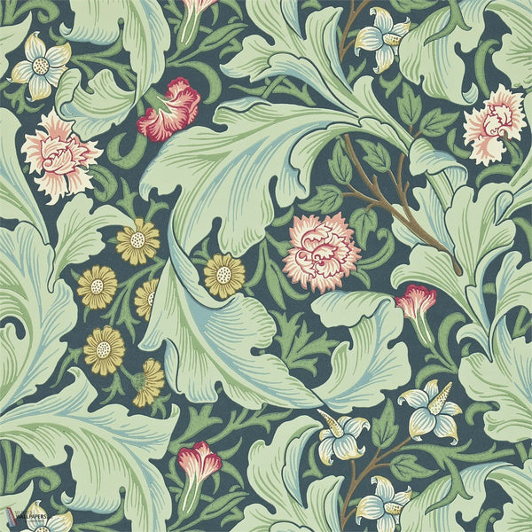Leicester behang in Woad/Sage van Morris & Co