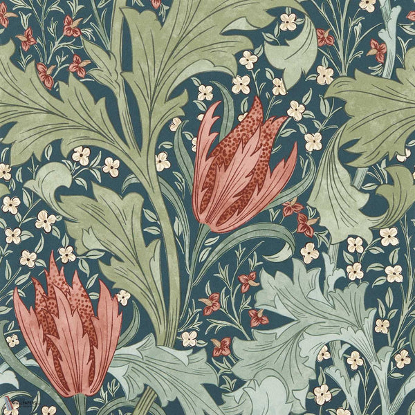 Lent Lily Tapete in Indigo/Madder von Morris & Co