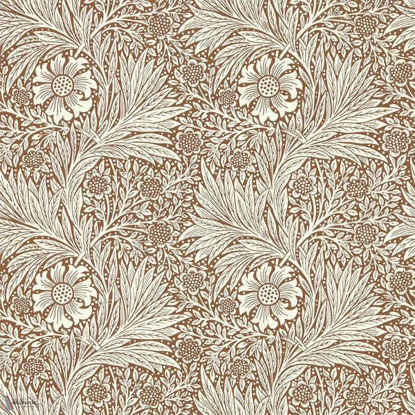 Marigold behang in Chocolate/Cream van Morris & Co