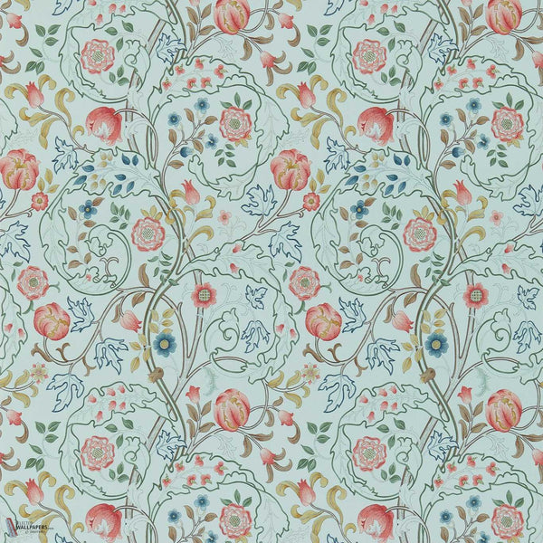 Mary Isobel behang in Silk Blue/Pink van Morris & Co