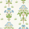 Meadow Sweet behang in Cobalt/Grass Green van Morris & Co