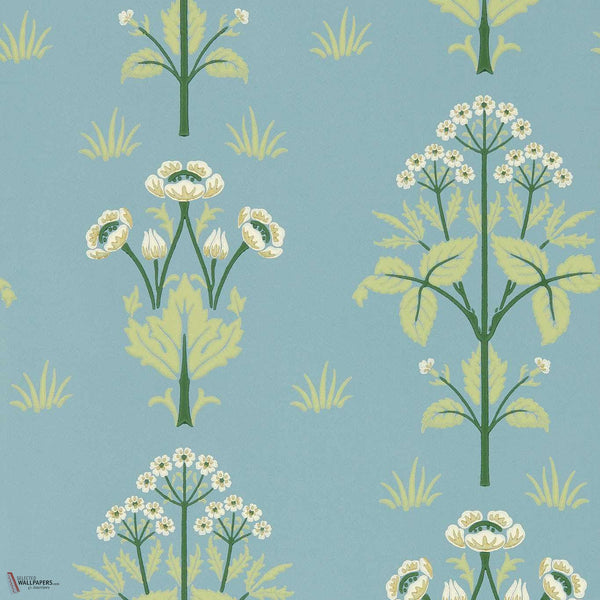 Meadow Sweet behang in Mineral Blue van Morris & Co